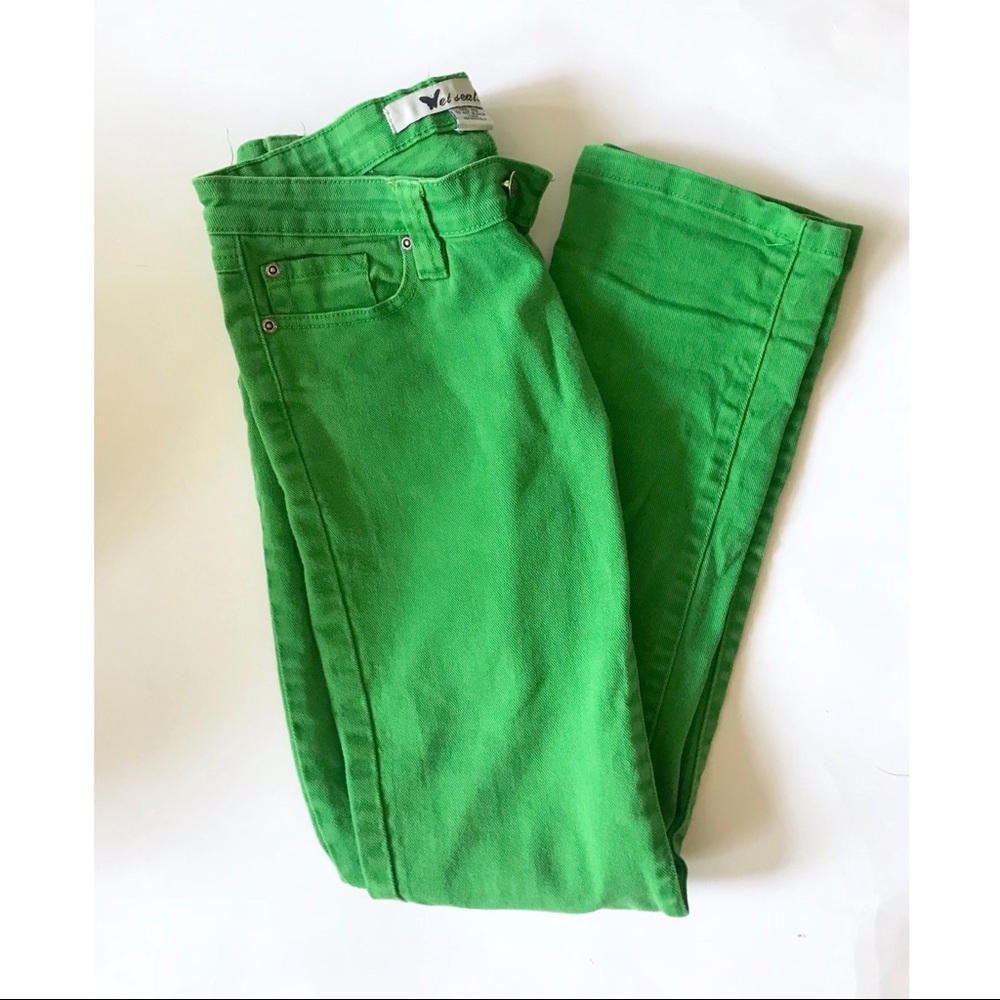 Green Wet Seal Straight-Leg Jeans